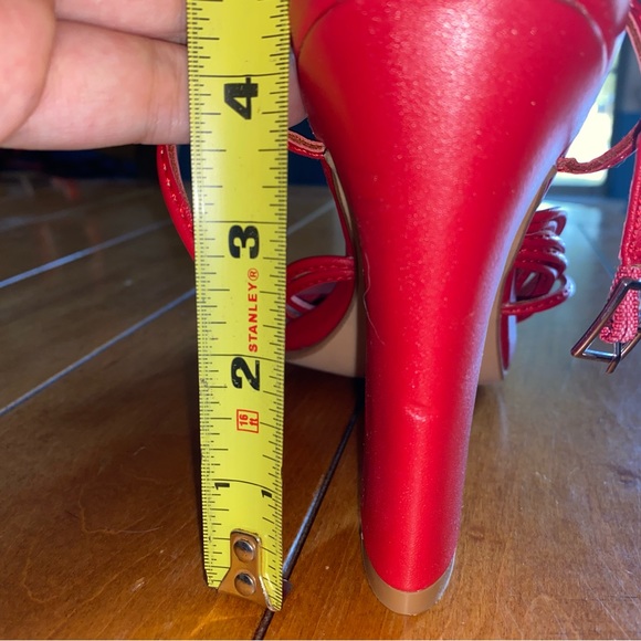 Pointed-open toe strappy red block chunk heel - Picture 9 of 9